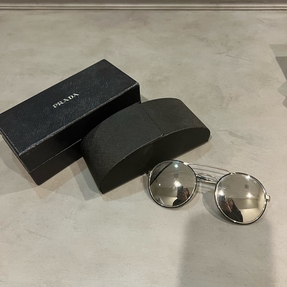 PRADA black aviator style sunglasses